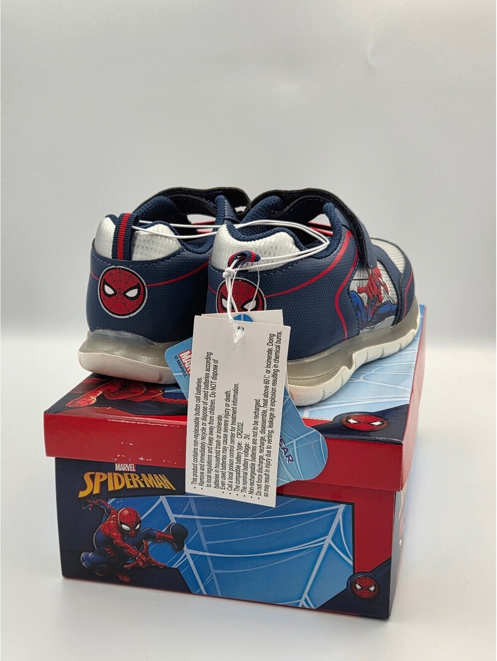 Marvel Spider-Man Toddler Boys Light-Up Sneakers Size 1 Navy Red NWT - Picture 4 of 11